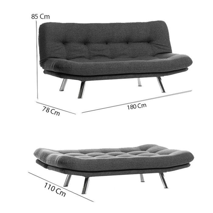 Atelier Del Sofa Misa Small Sofabed - Gris Oscuro